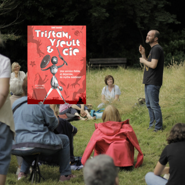 Le conteur Tony Havart en train de raconter m'histoire de Tristan et Yseult, conte médiéval épique